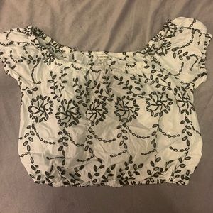 Off the shoulder white eyelet top!